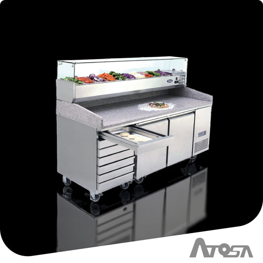 2 DOOR PIZZA TABLE FRIDGE WITH DRAWERS 2010 MM EPF3480