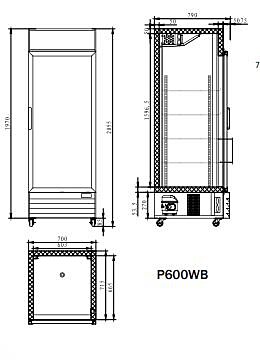 SINGLE GLASS DOOR MOUNTED FRIDGE 700 MM P600WB