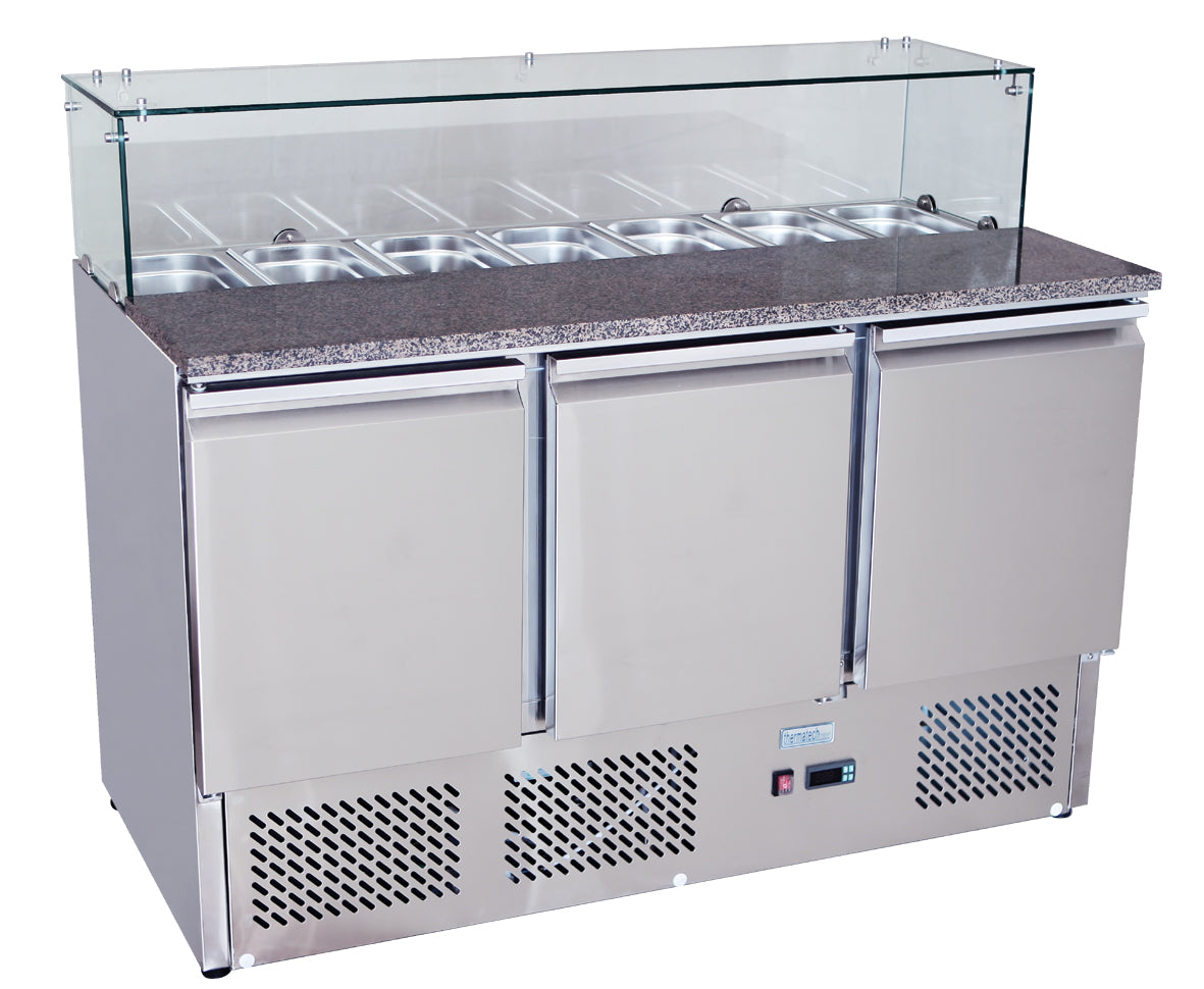 3 Doors Pizzatable Saladette Fridge - Keep Ingredients Fresh - Hospo Direct NZ