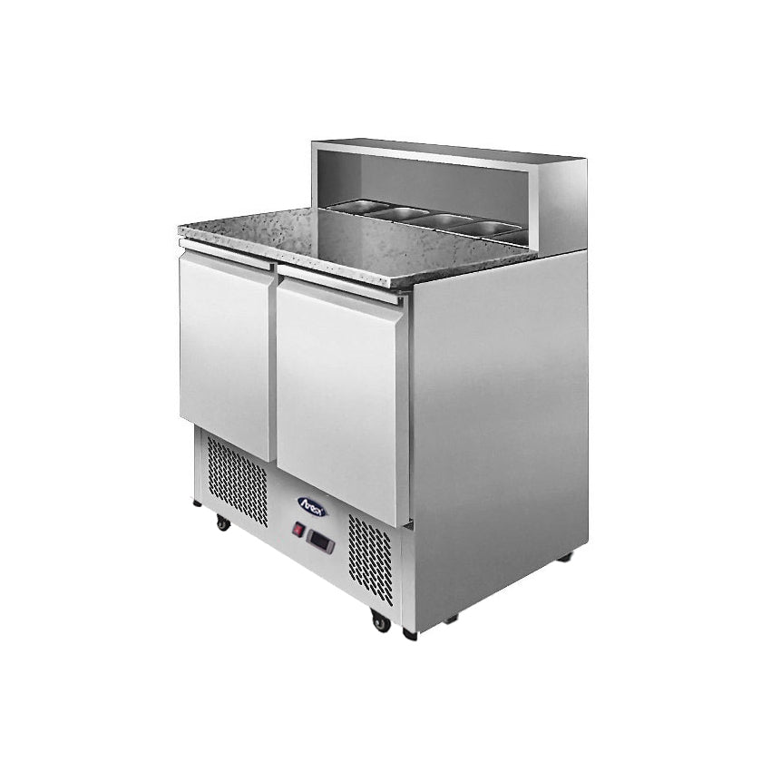 Premium 2-Doors Pizzatable Marble Top Saladette Fridge 900mm by Hospo Direct NZ