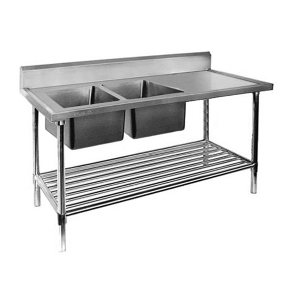 Hospo Direct Double Left Sink Bench with Pot Undershelf