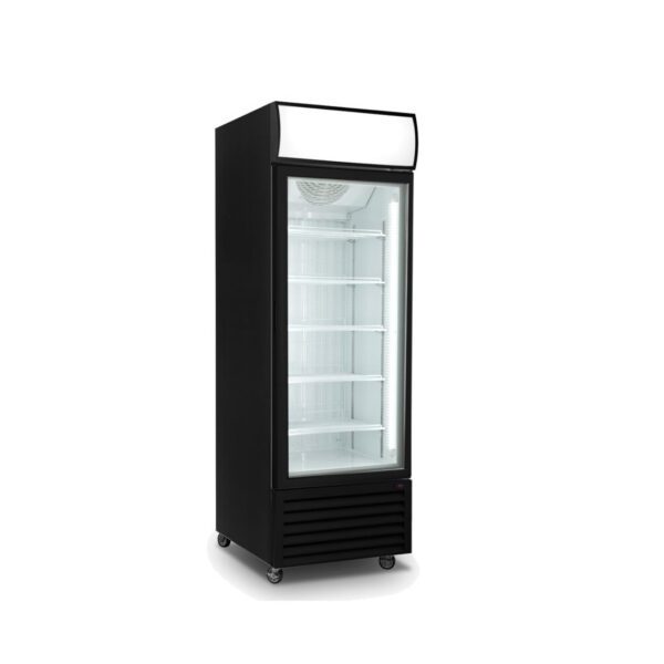 Thermaster 540L Single Glass Door Black Colourbond Upright Drink Fridge LG-540BP