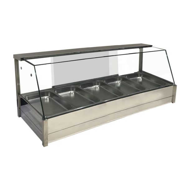 Hospo Direct BM14TD Heated 8 x ½ Pan Bain Marie Angled Countertop Display