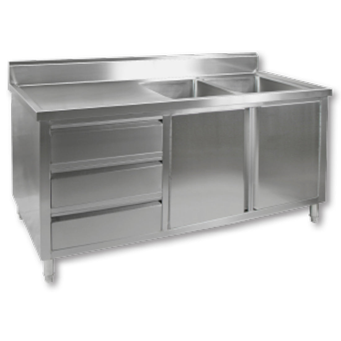 Kitchen Tidy Cabinet with Double Right Sinks from Hospo Direct NZ