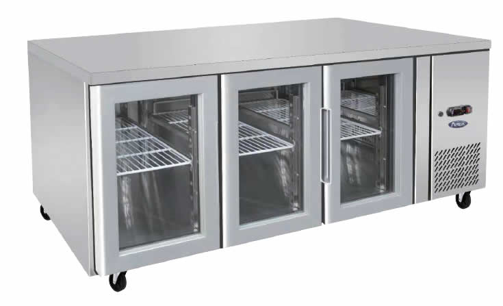 Glass Three Door Cooling Fridge Table - 1795 MM - Hospo Direct NZ