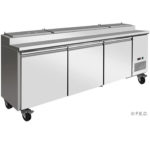 Three door S/S pizza bench 0+5C ext 2393x820x1020 int 1843x627x620