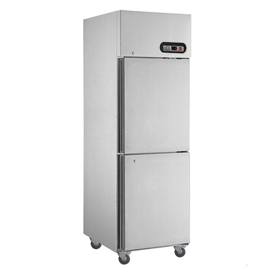 Two split S/S door upright freezer, 500L 620x760x1980"