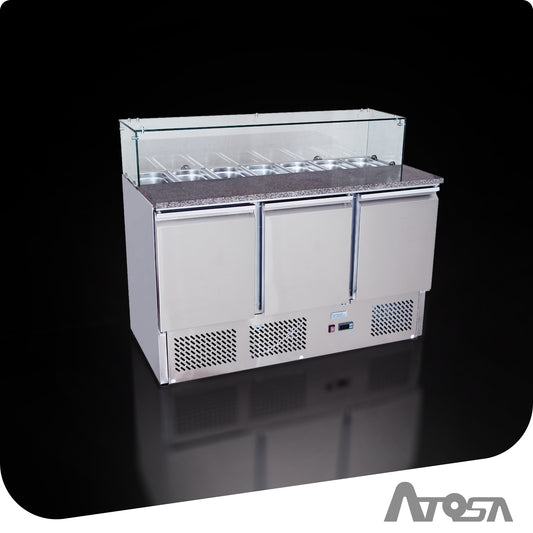 3 DOORS PIZZATABLE SALADETTE FRIDGE 1365 MM ESL3864