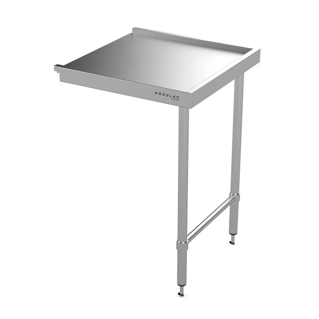 Modular Stainless 600mm deep Dishwasher Inlet-Outlet Bench