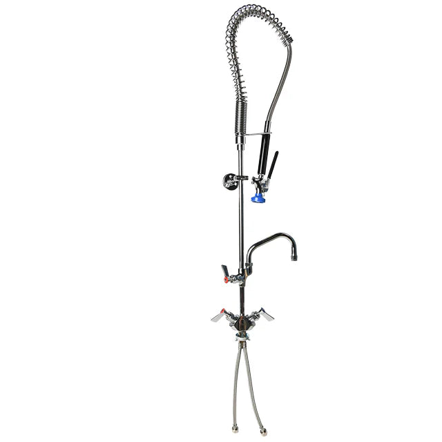 Pre-Rinse Unit, Spring Style, Single Deck, Dual Control Valve, 12" Swing Spout