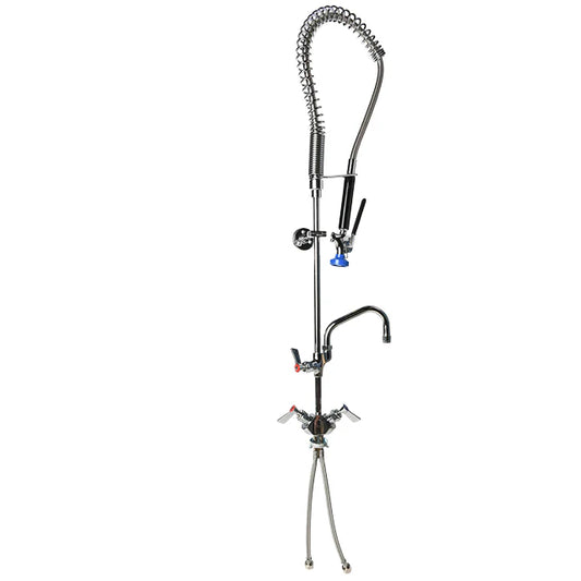 Pre-Rinse Unit, Spring Style, Single Deck, Dual Control Valve, 12" Swing Spout