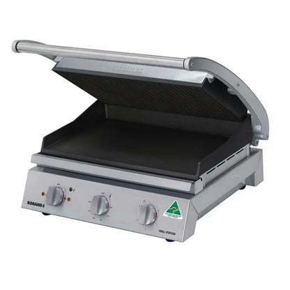 Roband Grill Station 8 Slice GSA810RT with Non-Stick Ribbed Top Plate and Smooth Bottom Plate