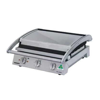 Roband Grill Station 8 Slice GSA810RT with Non-Stick Ribbed Top Plate and Smooth Bottom Plate