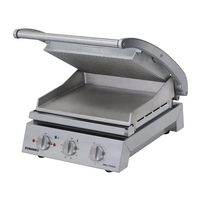 Roband Grill Station GSA610R with Ribbed Top Plate and Smooth Bottom Plate 6 Slice Capacity
