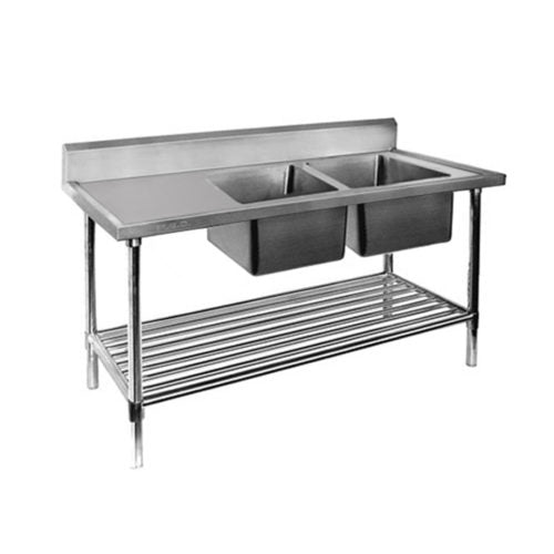 Hospo Direct's DSB7-1500L/A Double Left Sink Bench with Pot Undershelf