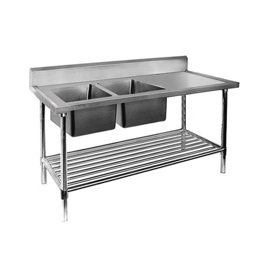 Hospo Direct DSB7-2400L/A Double Left Sink Bench with Pot Undershelf