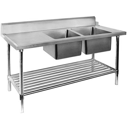 Right Inlet Double Sink Dishwasher Bench