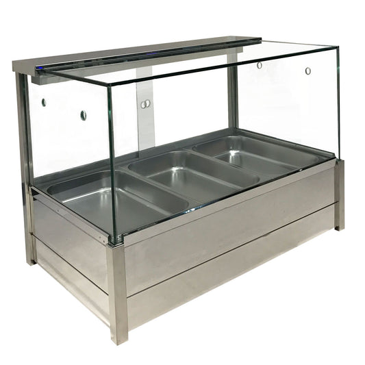 BM11SD Heated Wet Six × ½ Pan Bain Marie Square Countertop Display from Hospo Direct NZ.