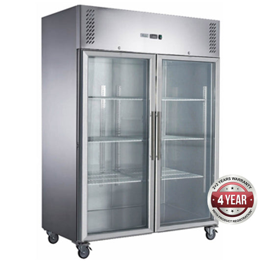 Premium FED-X S/S Two Full Glass Door Upright Freezer by Hospo Direct NZ