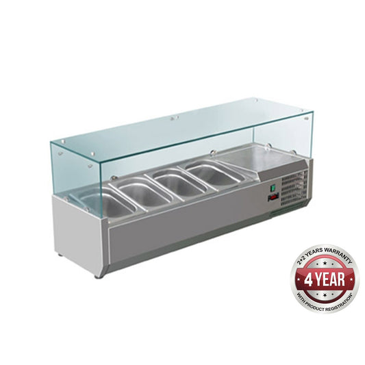 "Flat Glass Salad Bench – XVRX1200/380 by Hospo Direct