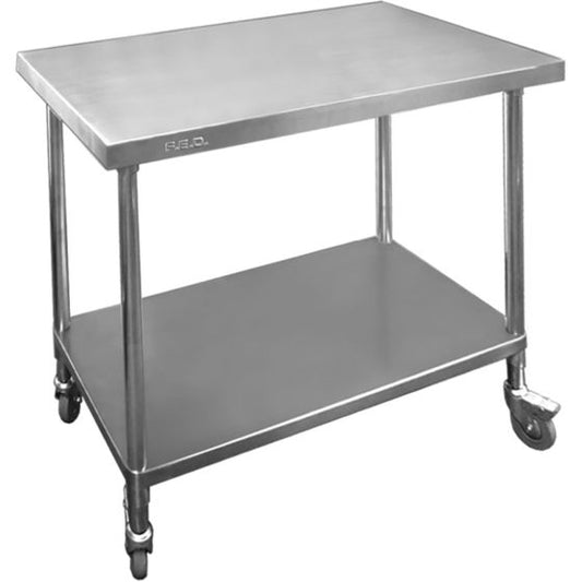 Premium Stainless Steel Mobile Workbench With Castors 700mm Deep