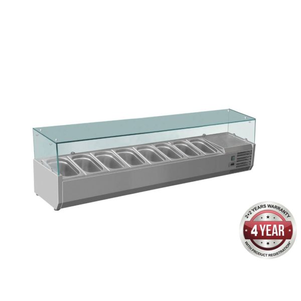 FED-X Flat Glass Salad Bench – XVRX1800/380 at Hospo Direct NZ