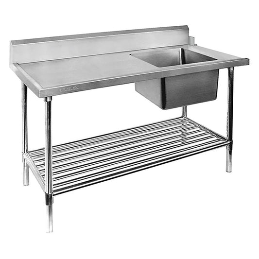 Single sink inlet bench for dishwasher - right handed 1200x700x900