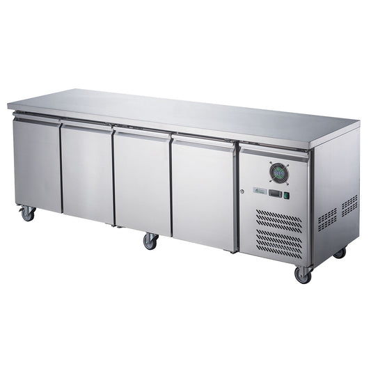 S/S four door bench fridge 449L ext 2230x600x850