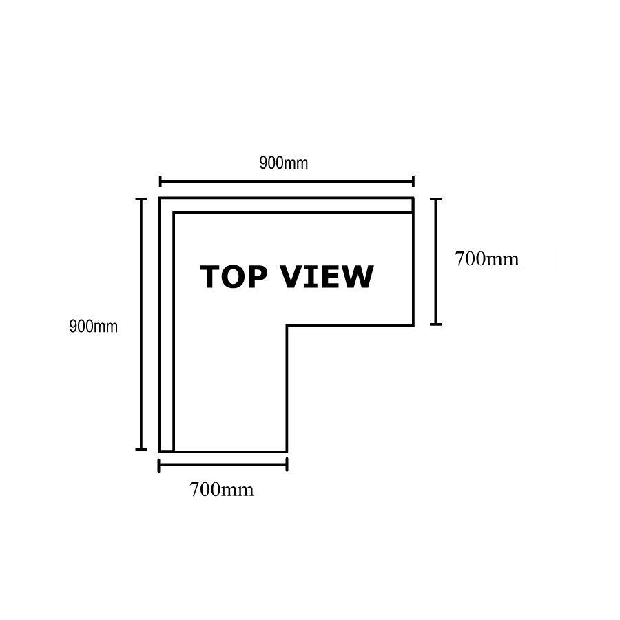 WBCB7-0900/A – Corner Workbench, 150mm Splashback & Undershelf 900x900x900mm