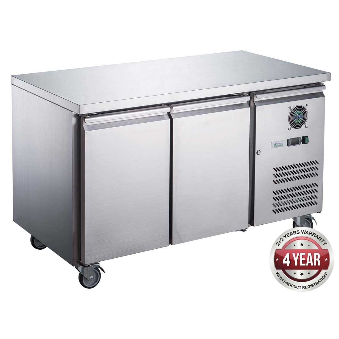 S/S two door bench freezer 228L ext 1360X600X850