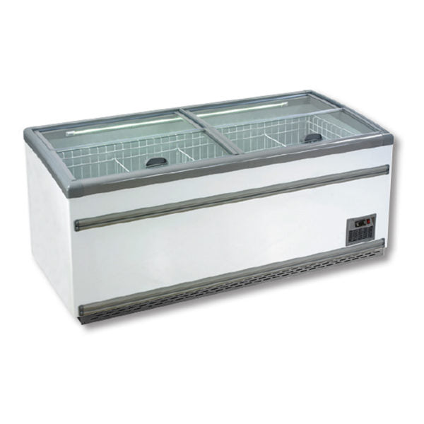 ZCD-L210S Supermarket Island Dual Temperature Freezer & Chiller‌ with Glass Sliding Lids