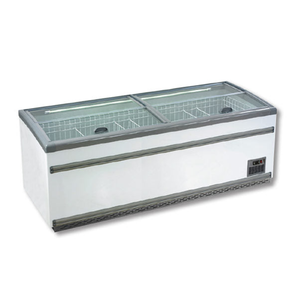 ZCD-L250S Supermarket Island Dual Temperature Freezer & Chiller‌ with Glass Sliding Lids